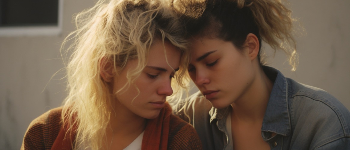 Dos chicas cabizbajas enfadadas y tristes